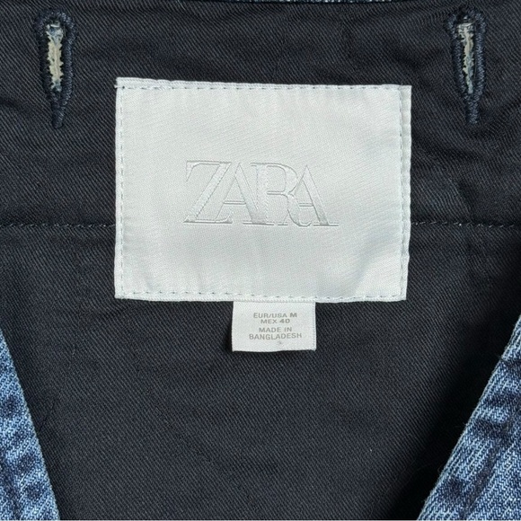 SOLD Zara Boxy Denim Zip Up Jacket Size Medium Blue Equestrian Classic Prep - Picture 5 of 9